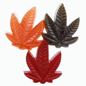 natures harvest gummies shaped like a cannabis leaf