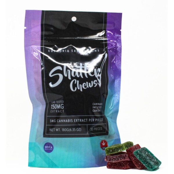 Shatter Chews Indica 150 mg avant de l’emballage