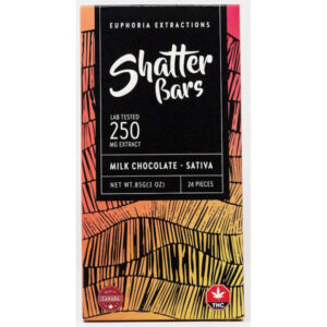 milk chocolate 250 mg sativa shatter bar package front