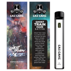 gas gang ghost train haze vape pen and packaging