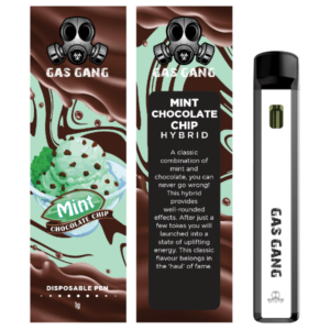 gas gang mint chocolate chip vape pen and packaging