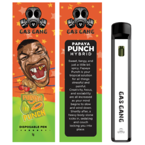 gas gang papaya punch vape pen and packaging