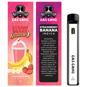 gas gang strawberry banana vape pen and packaging