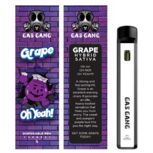 gas gang grape hybrid vape pen and packaging
