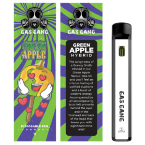 gas gang green apple vape pen and packaging