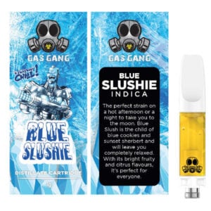 gas gang blue slushie cartridge and packaging