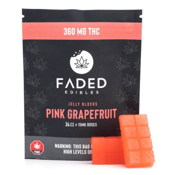faded edibles pink grapefruit flavout with 360mg thc packaging