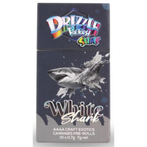 drizzle factory white shark strain pre-rolls package