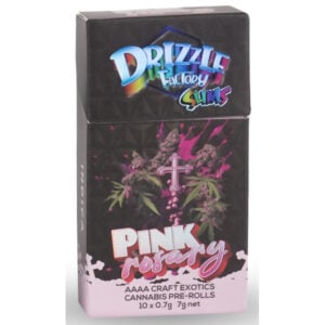 drizzle factory pink rosary strain pre-rolls package