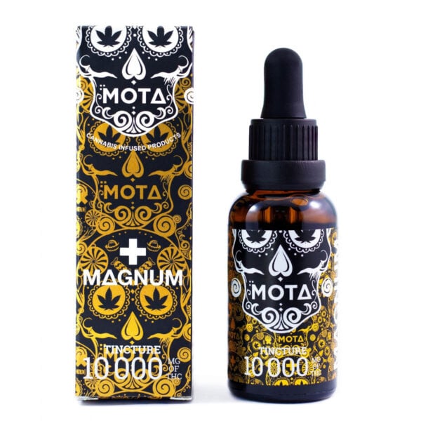 Emballage et flacon de Mota Magnum contenant 10 000 mg de THC en teinture