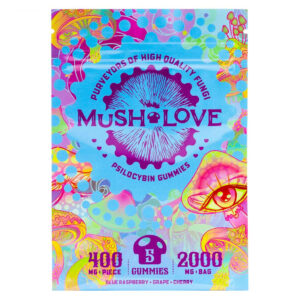 Paquet de bonbons gélifiés Mush Love avec un total de 2 000 mg