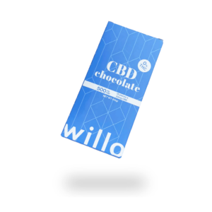 package of a willo milk chocolate bar with 500mg of CBD