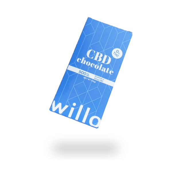 paquet d’une barre de chocolat au lait willo avec 500mg de CBD
