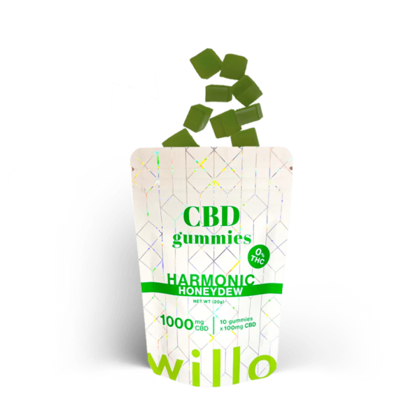 package of willo honeydew flavoured gummies with 1000mg of cbd