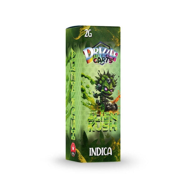 package of drizzle factory cartridge with alien kush strain