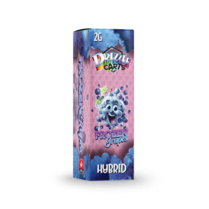 package of drizzle factory vape cartridge in frozen grapes strain