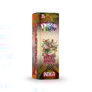 package of drizzle factory vape cartridge with fruit salad strain