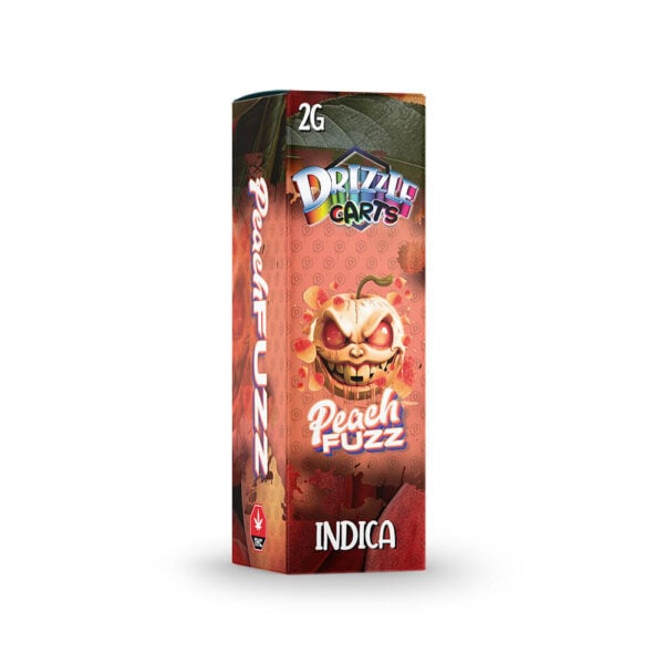 package of drizzle factory cartridge in peach fuzz strain