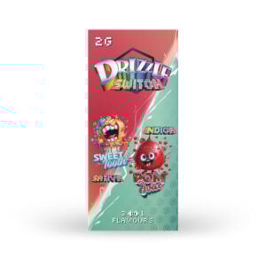 Emballage de Drizzle Factory Switch Vape dans les saveurs Sweet Tooth et Pom Juice