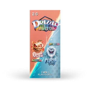 Emballage de Drizzle Factory Switch Vape dans les saveurs Pêche Fuzz et Perma Frost