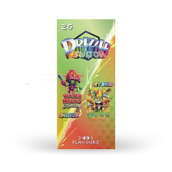 packaging of drizzle factory switch vape in watermelon z and tropical burst flavours