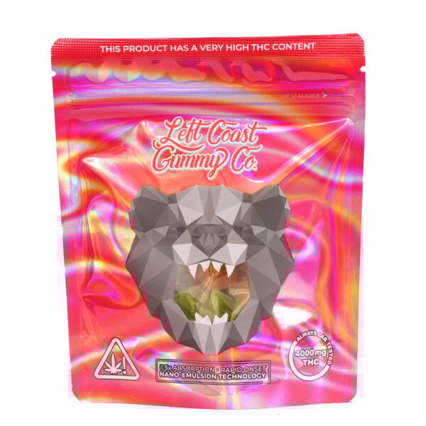 Emballage des gommes Left Coast Gummy Co. 4000mg THC