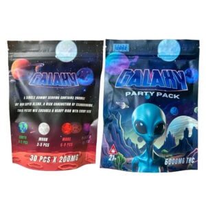 Verso et avant de l’emballage des gommes Galaxy Party Pack