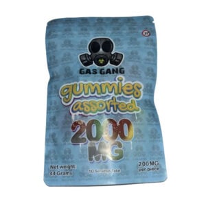 package of gas gang 2000mg thc gummies in assorted flavours