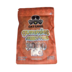 package of gas gang 3000mg thc gummies in assorted flavours