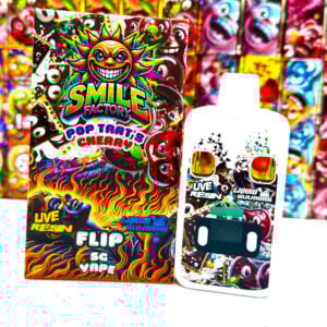 smile factory brand dual vape with pop tarts and cherry flavours
