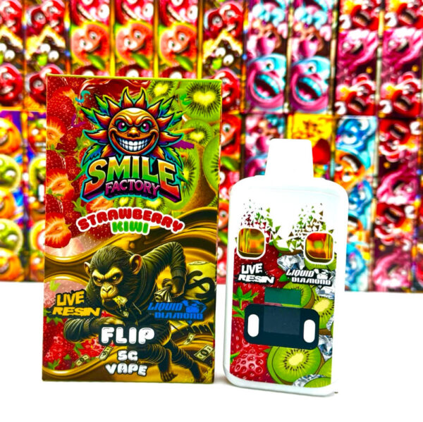 Stylo à vape double Smile Factory aux saveurs de fraise et de kiwi