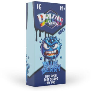 packaging of drizzle factory 1g live resin in blueberry flavour