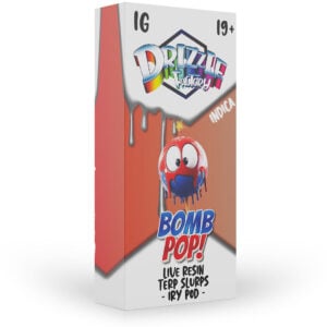 packaging of drizzle factory 1g live resin in bom pop! flavour
