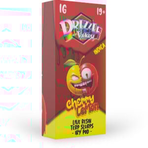 packaging of drizzle factory 1g live resin in cherry lemon flavour