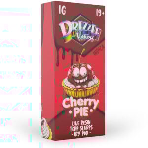 packaging of drizzle factory 1g live resin in cherry pie flavour