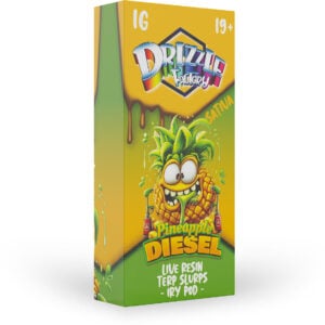 packaging of drizzle factory 1g live resin in pineapple diesel flavour