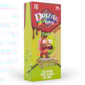 packaging of drizzle factory 1g live resin in strawberry guava flavour