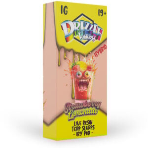 packaging of drizzle factory 1g live resin in strawberry lemonade flavour