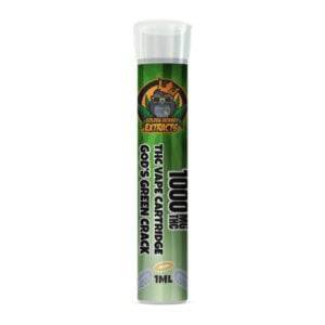 golden monkey extracts 1000mg vape cartridge packaging in god's green crack flavour