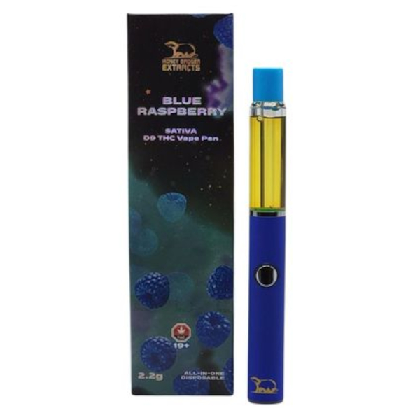 honey badger extracts d9 2.2mg vape in blue raspberry flavour