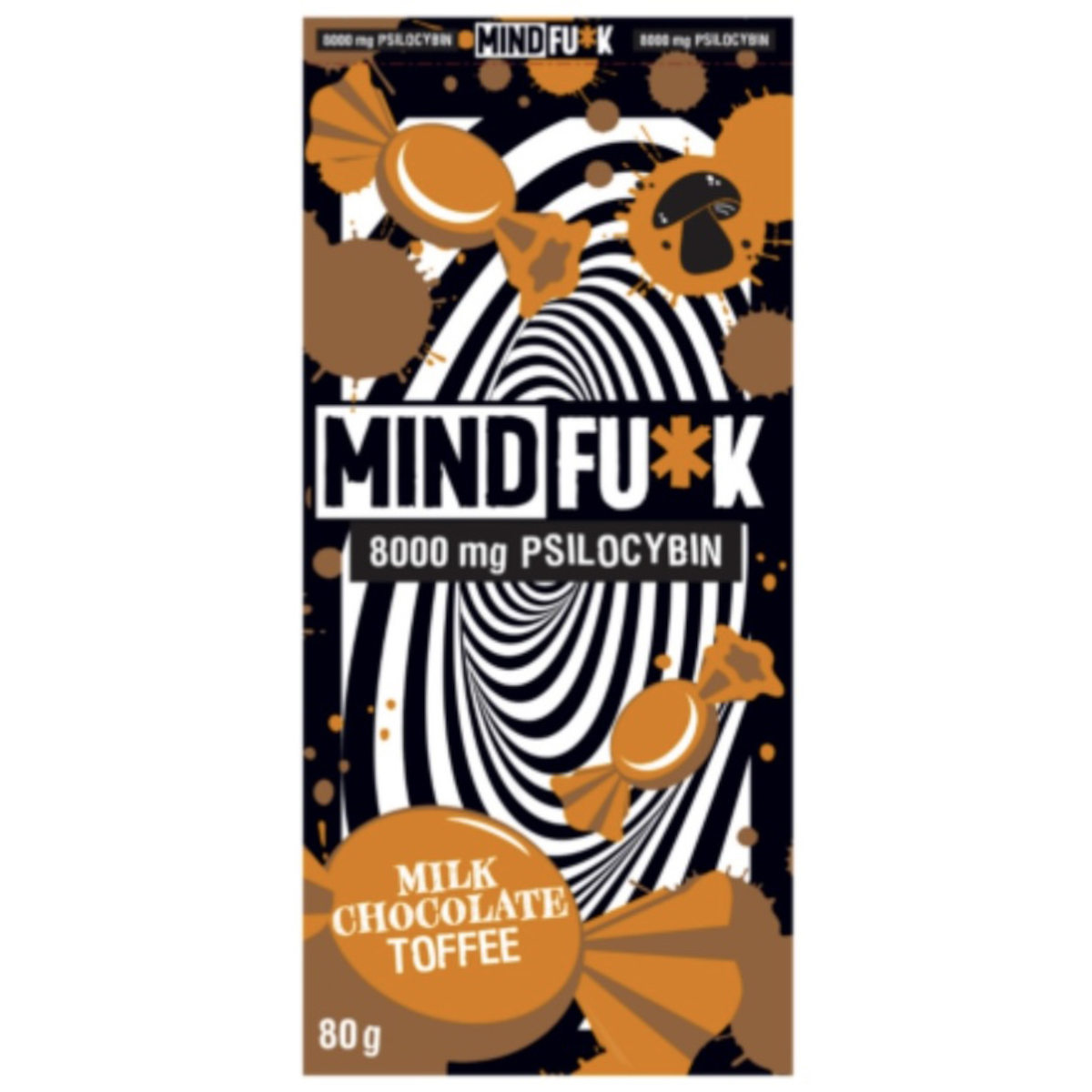 mindfu*k milk chocolate toffee mushroom bar packaging
